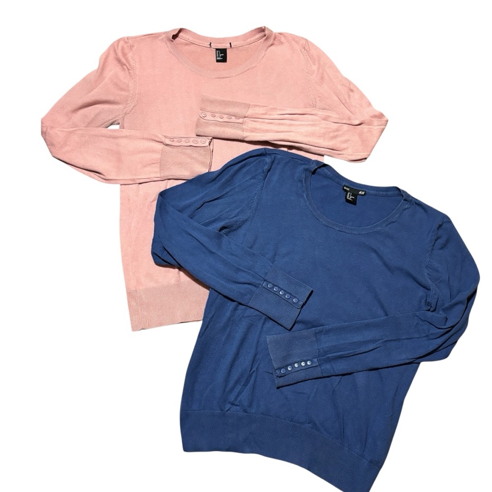 H&M Women's Pink and Blue Crew Neck Sweaters *Bundle